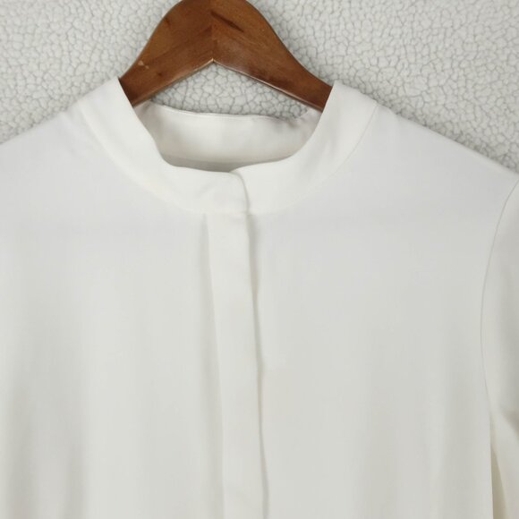 Shoshhanna Dress Womens 8 White Mini Shirt A Line Short Sleeve Flutter Summer - Picture 2 of 12